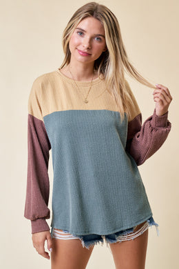 Colorblock Ribbed Top