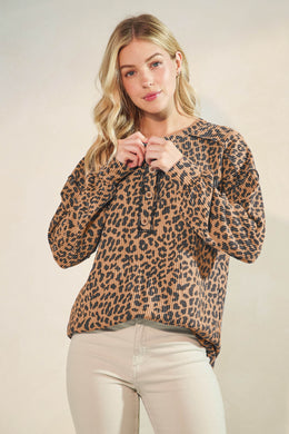Leopard Print Ribbed Top