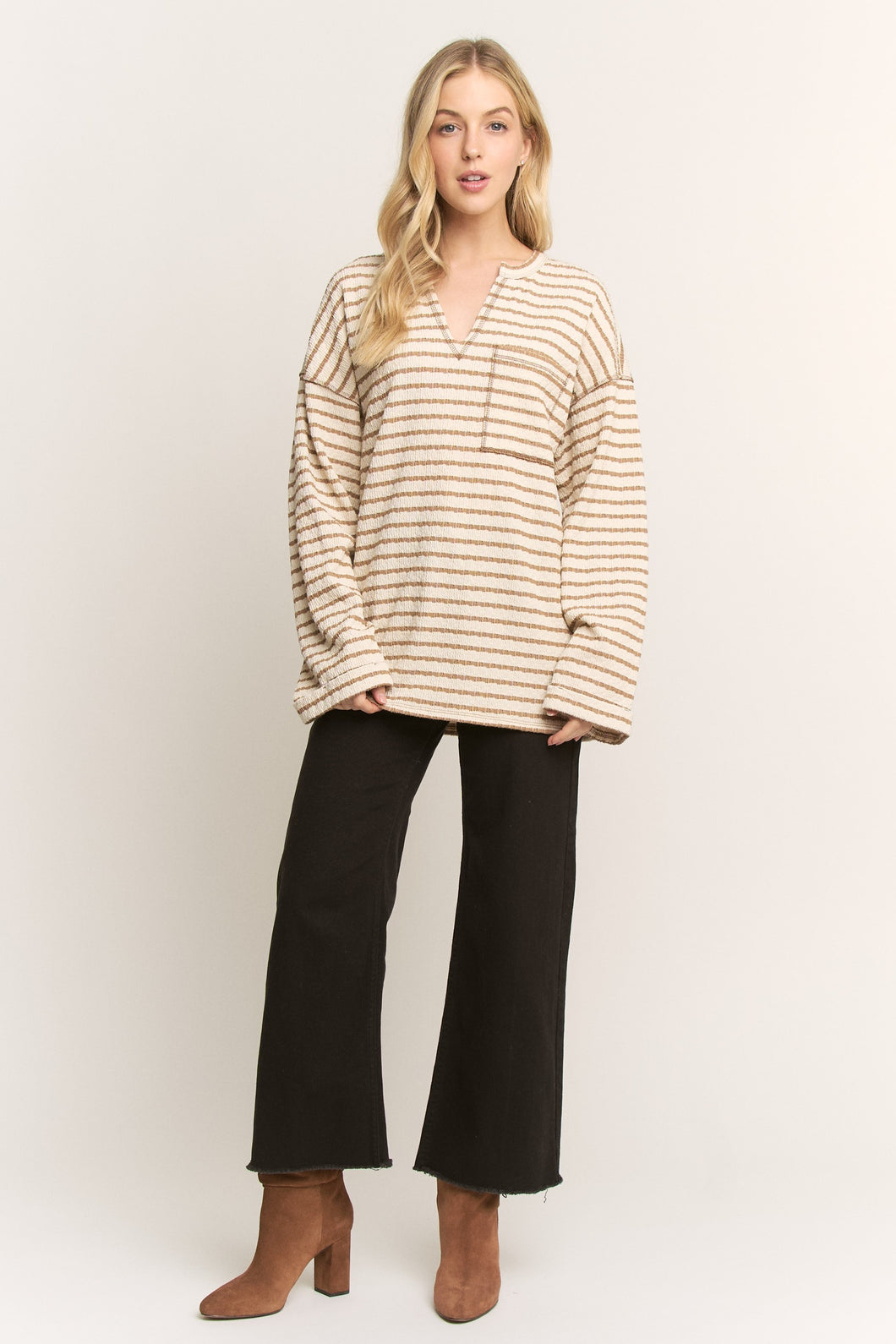 Waffle Weave Striped Top