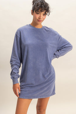 Cozy Sweatshirt Dress/Tunic-Dusty Navy