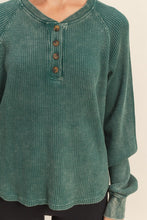 Load image into Gallery viewer, Faded Green Ribbed Henley
