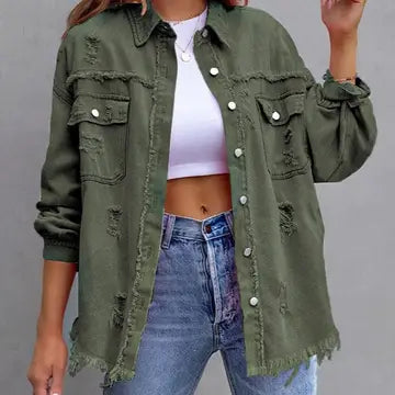 Distressed Army Green Jacket