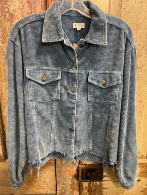 Distressed Hem Corduroy Jacket