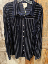 Load image into Gallery viewer, Navy Velvet Stripe Top