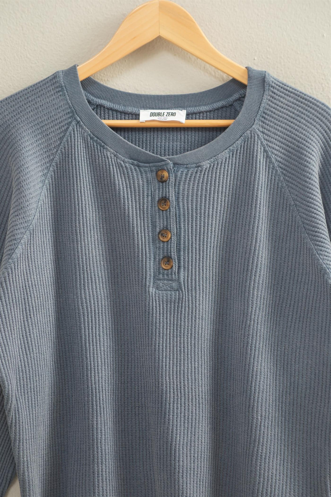 Faded Blue Ribbed Henley