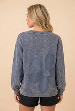 Load image into Gallery viewer, Faded Blue Sweatshirt  W/Flower