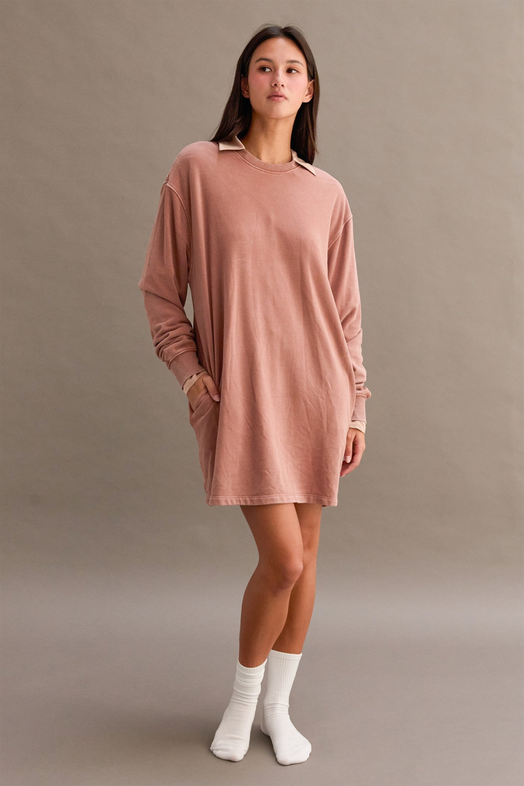 Cozy Sweatshirt Dress/Tunic-Chestnut
