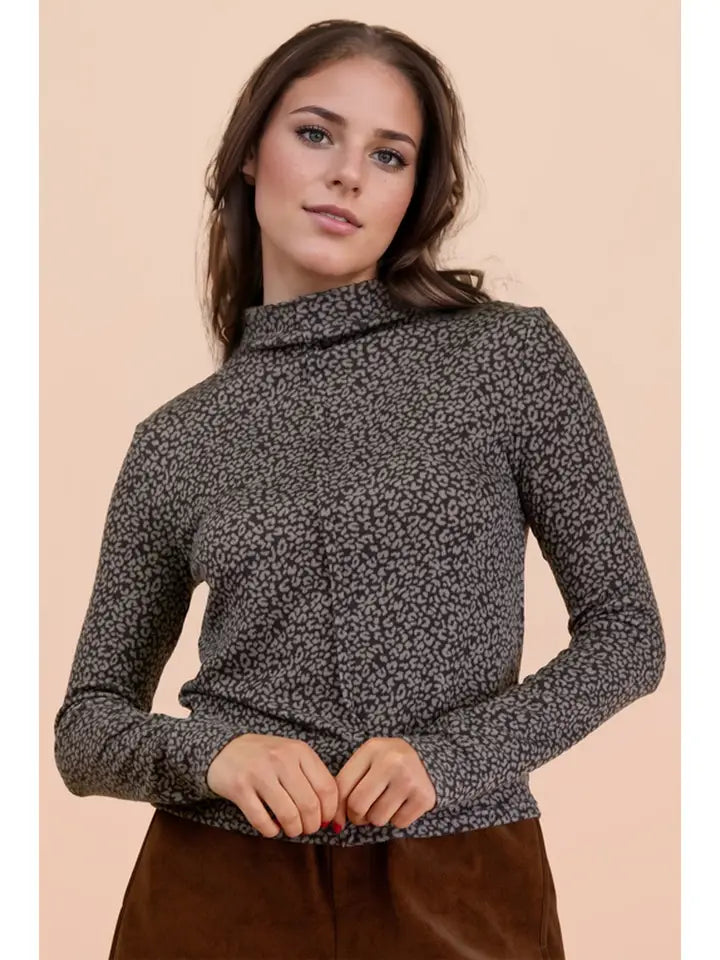 Leopard Mock Neck Top
